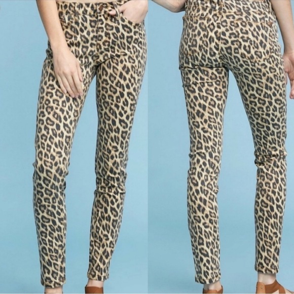 JUDY BLUE Mid Rise Skinny Fit Leopard Print Jeans Size 7/28 - Picture 1 of 11